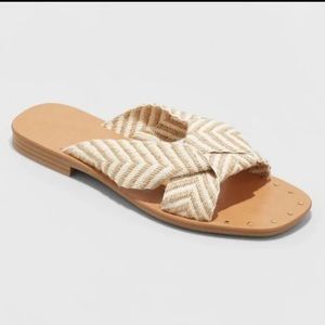 Louise chevron print knotted slide sandal-universal thread-tan-SZ 7